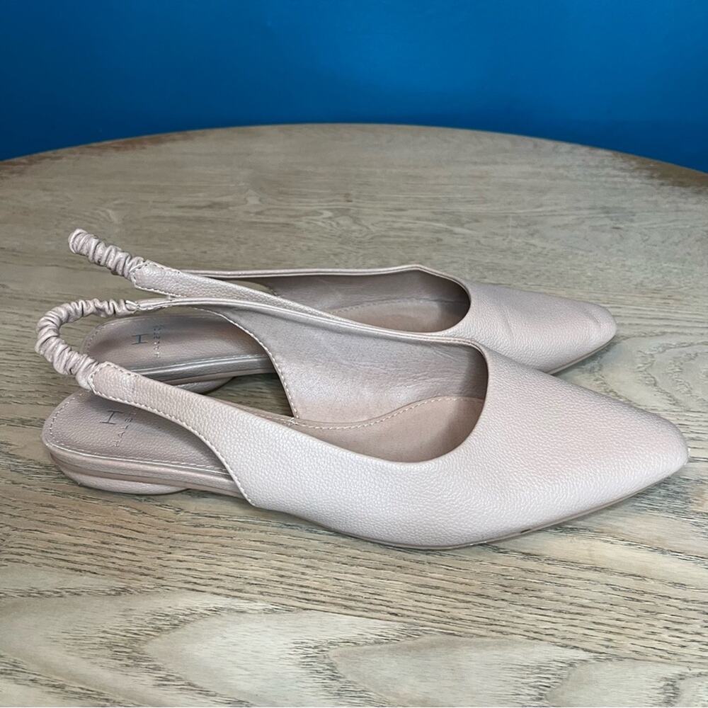 H by Halston Heyden Nude Leather Slingback Pointed Toe Flats Women’s Size 8 - Picture 2 of 9